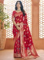 Banarasi Silk Red Wedding Wear Weaving Saree